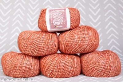 (МОТКИ) Хлопок с альпакой, art. GARLAND, Италия, Hobbii, Состав: 70% хлопок, 30% альпака, Метраж: 105м/50гр., Цвет: 04 морковный фреш (белый,оранжевый,красный)