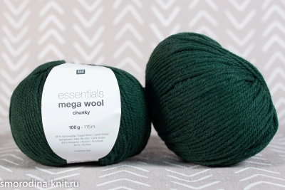 (МОТКИ) Полушерсть, art. ESSENTIALS MEGA WOOL CHUNKY, Италия, Rico Design, Состав: 55% шерсть, 45% полиакрил, Метраж: 115м/100гр., Цвет: 027 тайна леса (тёмно-изумрудный)