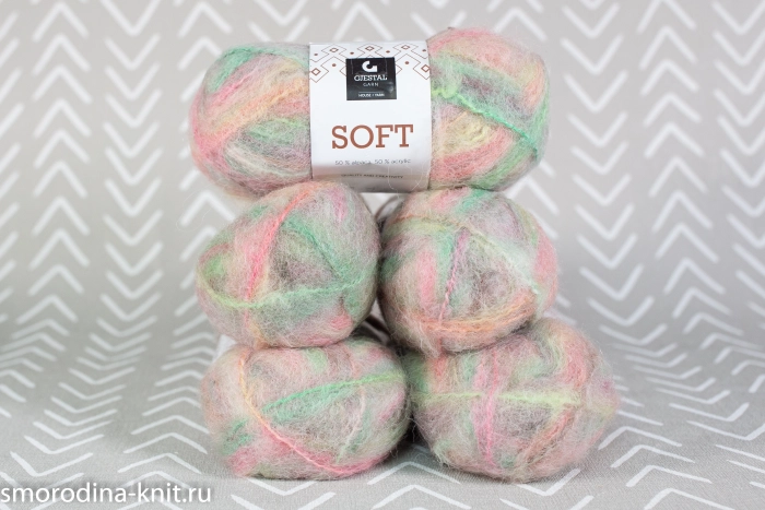 (МОТКИ) Альпака, art. SOFT, Италия, Gjestal Garn, Состав: 50% альпака, 50% акрил, Метраж: 90м/50гр., Цвет: 738 нежные лучи (светло-бежевый,жёлтый,розовый,оранжевый,зелёный)