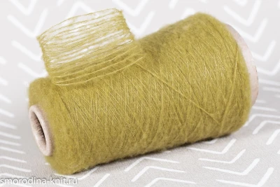 Кашемир с шёлком, art. BRUSHED GARZA, Италия, Filati Naturali, Состав: 80% кашемир, 20% шёлк, Метраж: 1200м/100гр., Цвет: 20968 горчичное золото (тёмный жёлто-зелёный)
