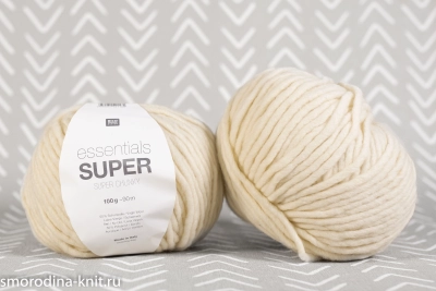 (МОТКИ) Полушерсть, art. ESSENTIALS SUPER SUPER CHUNKY, Италия, Rico Design, Состав: 50% шерсть, 50% полиакрил, Метраж: 90м/100гр., Цвет: 001 ванильный крем (очень светлый бежевый)